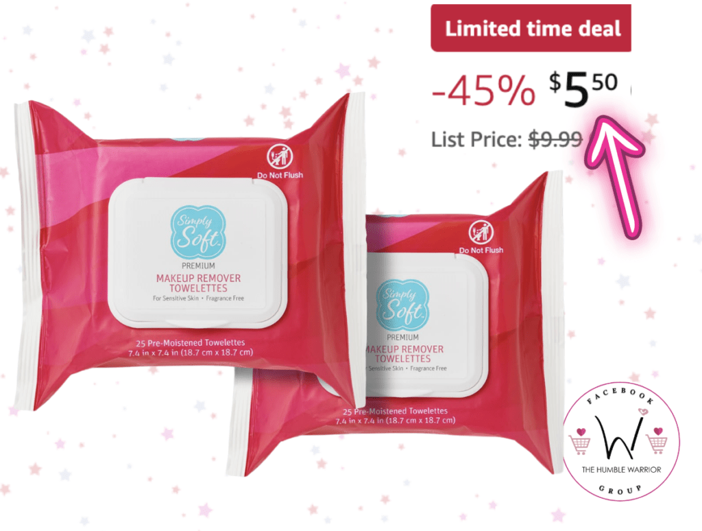 2-pack of Simply Soft Premium Makeup Remover Towelettes!!
